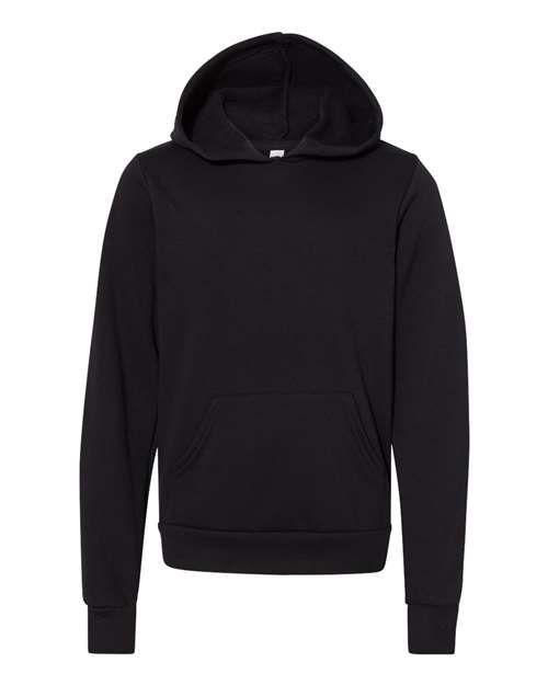 BELLA + CANVAS 3719Y Youth Sponge Fleece Hoodie Sweatshirt - Black - front
