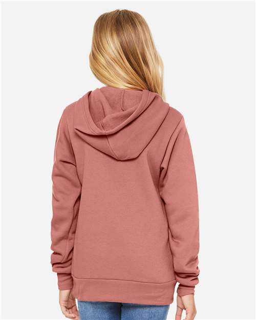BELLA + CANVAS 3719Y Youth Sponge Fleece Hoodie Sweatshirt - Mauve - model back