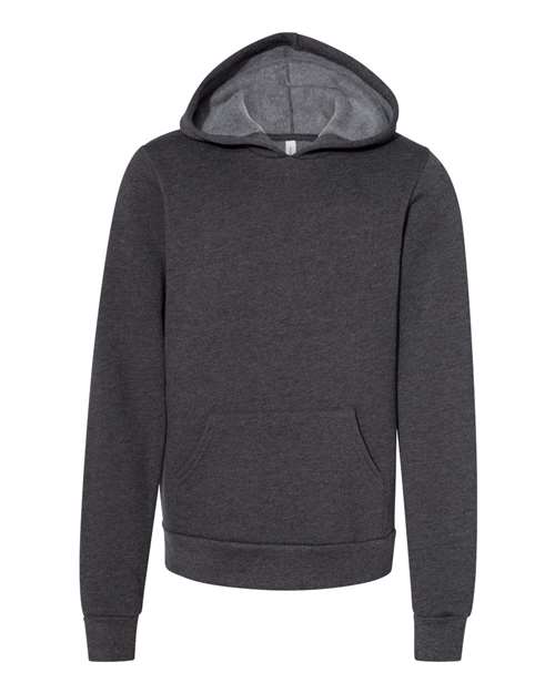 BELLA + CANVAS 3719Y Youth Sponge Fleece Hoodie Sweatshirt - Dark Grey Heather - front