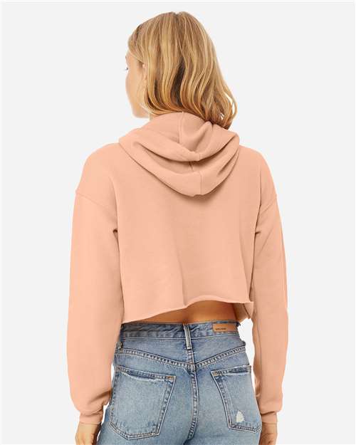 BELLA + CANVAS 7502 Women's Crop Hoodie Sweatshirt - Peach - model back