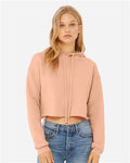 BELLA + CANVAS 7502 Women's Crop Hoodie Sweatshirt - Peach - model front