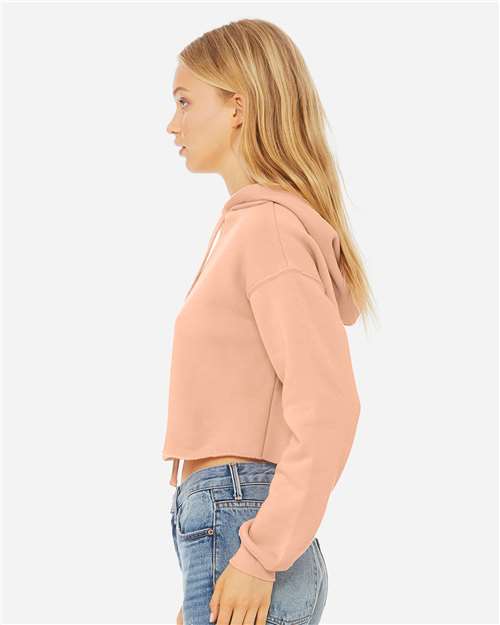BELLA + CANVAS 7502 Women's Crop Hoodie Sweatshirt - Peach - model side