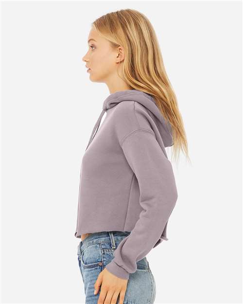 BELLA + CANVAS 7502 Women's Crop Hoodie Sweatshirt - Storm - model side