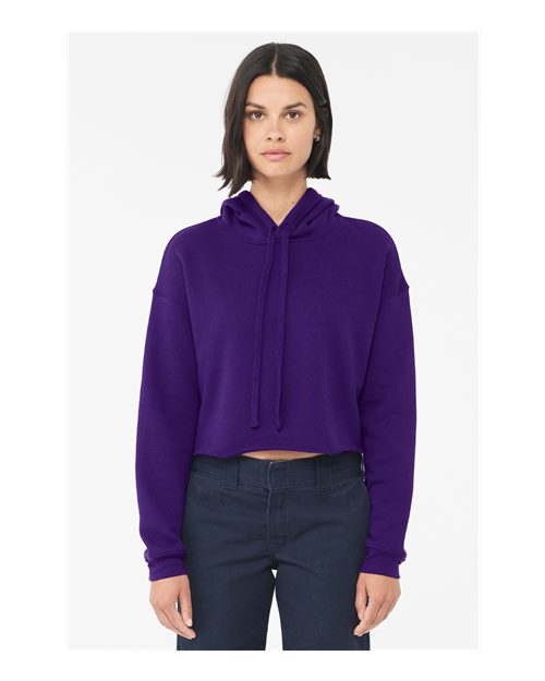 BELLA + CANVAS 7502 Women's Crop Hoodie Sweatshirt - Team Purple - model front