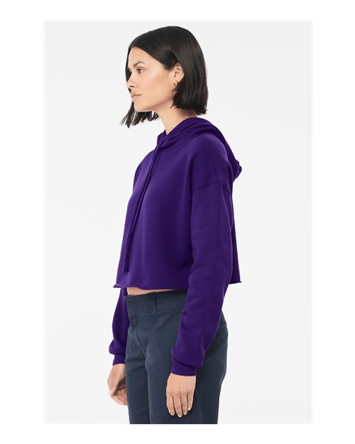 BELLA + CANVAS 7502 Women's Crop Hoodie Sweatshirt - Team Purple - model side