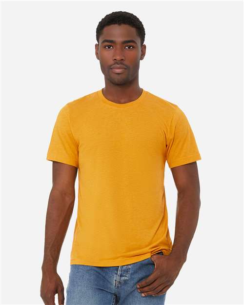 Bella+Canvas 3413 Unisex Triblend Short Sleeve Tee - Mustard Triblend - model front