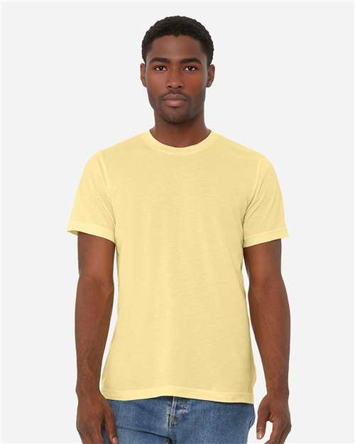 Bella+Canvas 3413 Unisex Triblend Short Sleeve Tee - Pale Yellow Triblend - model front