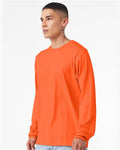 Bella+Canvas 3501 Unisex Jersey Long Sleeve Tee - Orange - model side