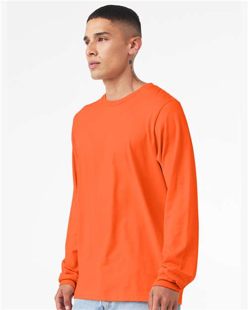 Bella+Canvas 3501 Unisex Jersey Long Sleeve Tee - Orange - model side