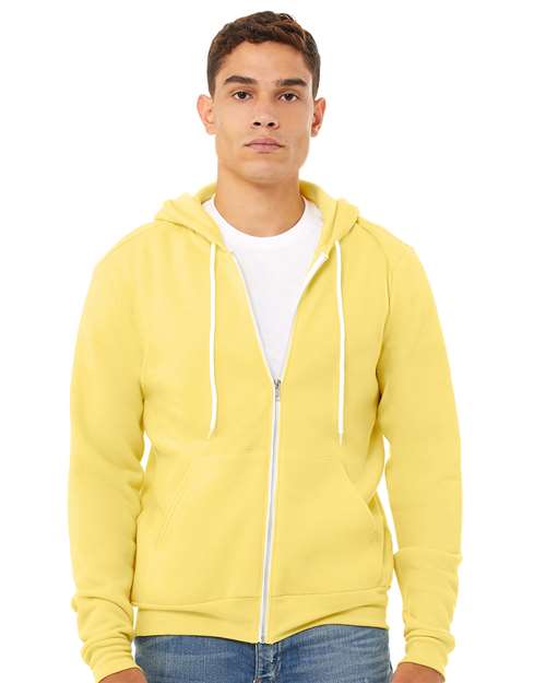 Bella + Canvas BC3739 Sponge Fleece Full-Zip Hoodie Sweatshirt - Yellow - model front