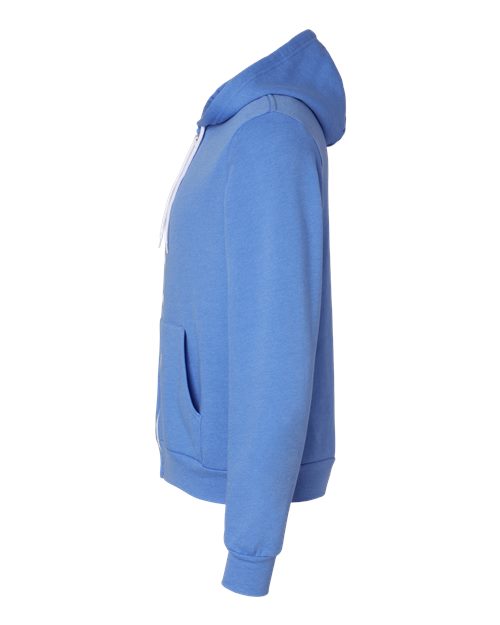 Bella + Canvas 3739 Sponge Fleece Full-Zip Hoodie Sweatshirt - Heather Columbia Blue - side