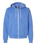 Bella + Canvas 3739 Sponge Fleece Full-Zip Hoodie Sweatshirt - Heather Columbia Blue - flat front