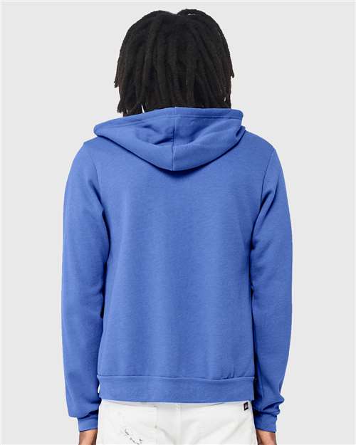 Bella + Canvas 3739 Sponge Fleece Full-Zip Hoodie Sweatshirt - Heather Columbia Blue - model back