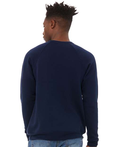 BELLA + CANVAS 3901 Unisex Sponge Fleece Raglan Crewneck Sweatshirt - Navy - model back