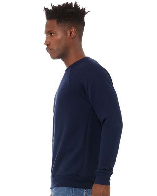BELLA + CANVAS 3901 Unisex Sponge Fleece Raglan Crewneck Sweatshirt - Navy - model side