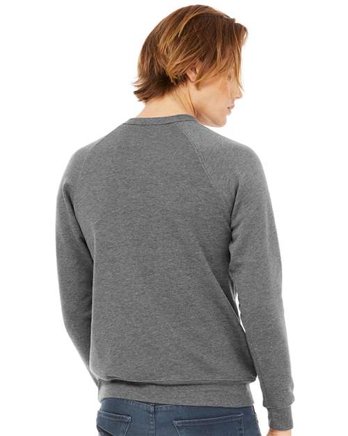 BELLA + CANVAS 3901 Unisex Sponge Fleece Raglan Crewneck Sweatshirt - Deep Heather - model back