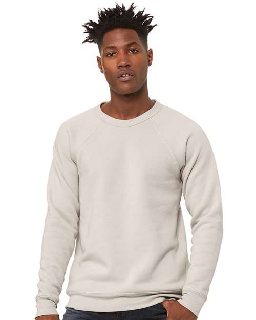 BELLA + CANVAS 3901 Unisex Sponge Fleece Raglan Crewneck Sweatshirt - Heather Dust - model front