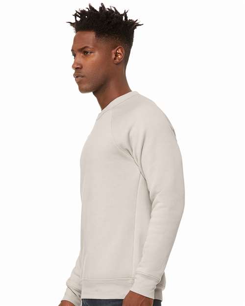 BELLA + CANVAS 3901 Unisex Sponge Fleece Raglan Crewneck Sweatshirt - Heather Dust - model side