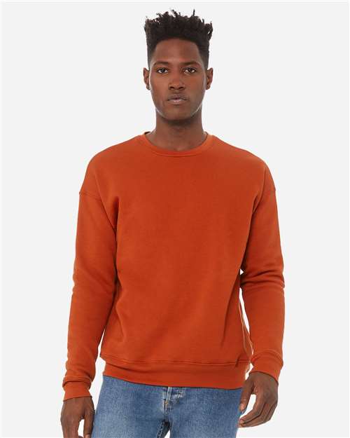 Bella + Canvas 3945 Sponge Fleece Drop Shoulder Crewneck Sweatshirt - Brick - model front