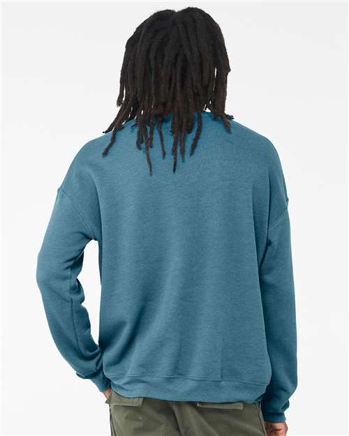 Bella + Canvas 3945 Sponge Fleece Drop Shoulder Crewneck Sweatshirt - Heather Deep Teal - model back
