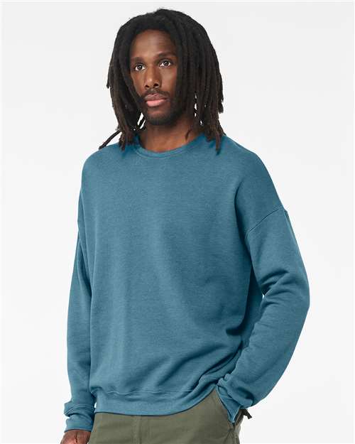 Bella + Canvas 3945 Sponge Fleece Drop Shoulder Crewneck Sweatshirt - Heather Deep Teal - model side