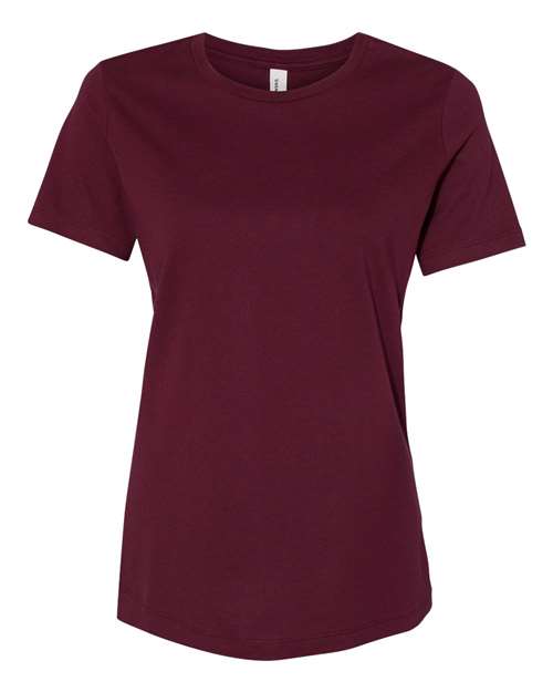 BELLA + CANVAS 6400 Women’s Relaxed Jersey Tee - Maroon - front