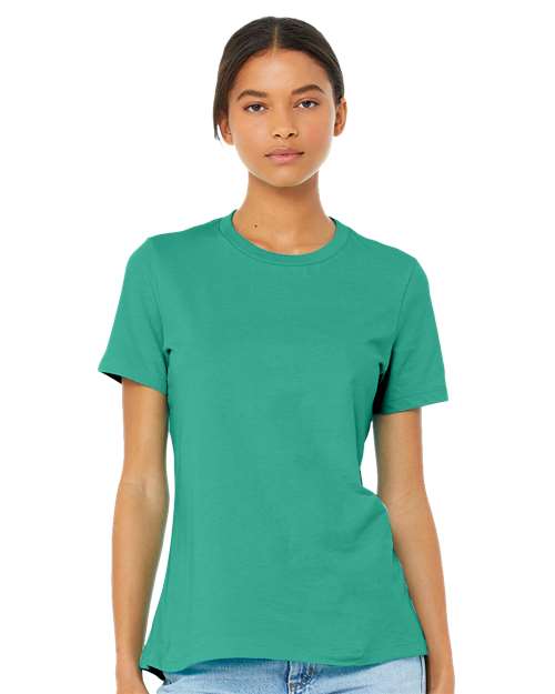 BELLA + CANVAS 6400 Women’s Relaxed Jersey Tee - Teal - model front
