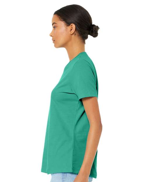 BELLA + CANVAS 6400 Women’s Relaxed Jersey Tee - Teal - model side