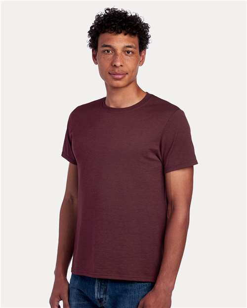 Jerzees 560MR Premium Blend Ring-Spun T-Shirt - Maroon Heather - model side