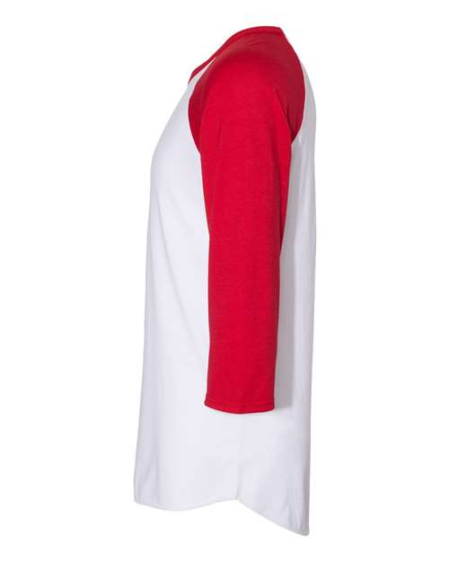 Jerzees 560RR Premium Blend Ringspun Three-Quarter Sleeve Raglan Baseball T-Shirt - White/ True Red - side