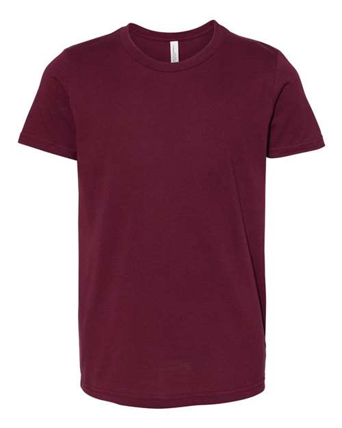 Bella + Canvas 3001Y Youth Jersey Tee - Maroon - flat front