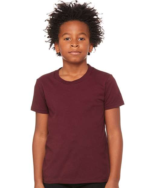 Bella + Canvas 3001Y Youth Jersey Tee - Maroon - model front