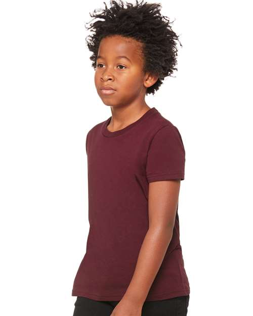 Bella + Canvas 3001Y Youth Jersey Tee - Maroon - model side