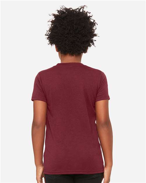 BELLA + CANVAS 3413Y Youth Triblend Tee - Maroon Triblend - model back