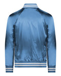 Augusta Sportswear 3610 Unisex Satin Baseball Jacket Striped Trim - Columbia Blue/ White - back