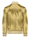 Augusta Sportswear 3610 Unisex Satin Baseball Jacket Striped Trim - Metallic Gold/ White - back