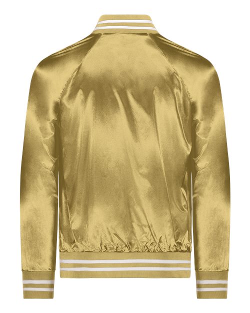 Augusta Sportswear 3610 Unisex Satin Baseball Jacket Striped Trim - Metallic Gold/ White - back