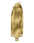 Augusta Sportswear 3610 Unisex Satin Baseball Jacket Striped Trim - Metallic Gold/ White - side