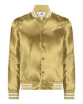 Augusta Sportswear 3610 Unisex Satin Baseball Jacket Striped Trim - Metallic Gold/ White - front