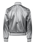 Augusta Sportswear 3610 Unisex Satin Baseball Jacket Striped Trim - Metallic Silver/ White - back