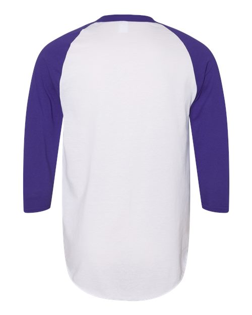 Augusta Sportswear 4420 Unisex Three-Quarter Raglan Sleeve Baseball Jersey T-Shirt - White/ Purple - back