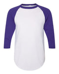 Augusta Sportswear 4420 Unisex Three-Quarter Raglan Sleeve Baseball Jersey T-Shirt - White/ Purple - front