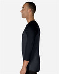 Jerzees 560RR Premium Blend Ringspun Three-Quarter Sleeve Raglan Baseball T-Shirt - Black Ink Heather/ Black Ink - model side