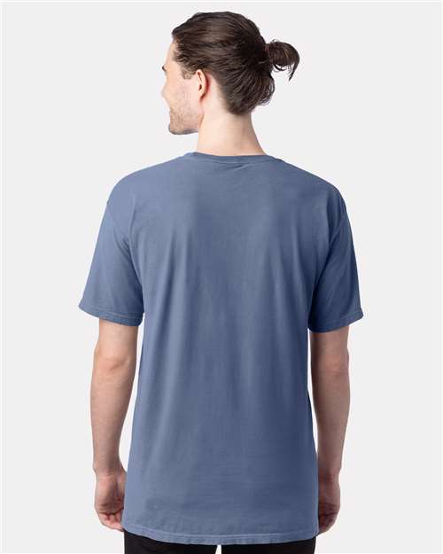 Hanes GDH100 Men's Garment-Dyed T-Shirt - Saltwater - model back