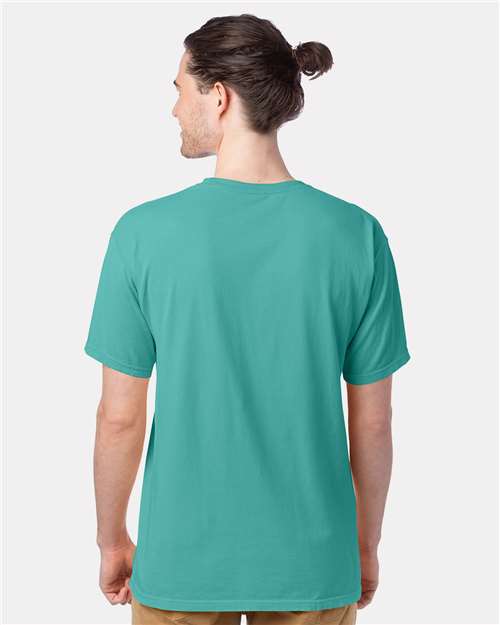 Hanes GDH100 Men's Garment-Dyed T-Shirt - Spanish Moss - model back