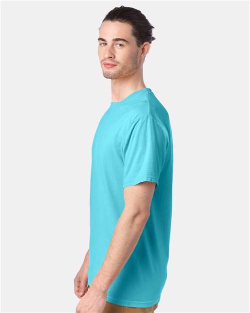 Hanes GDH100 Men's Garment-Dyed T-Shirt - Freshwater - model side