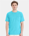 Hanes GDH150 Unisex Garment-Dyed Pocket T-Shirt - Freshwater - model front