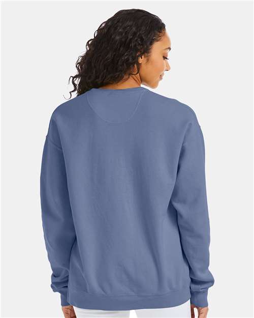 Hanes GDH400 Unisex Garment-Dyed Crewneck Sweatshirt - Saltwater - model back