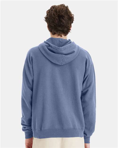 Hanes GDH450 Unisex Garment-Dyed Hooded Sweatshirt - Saltwater - model back
