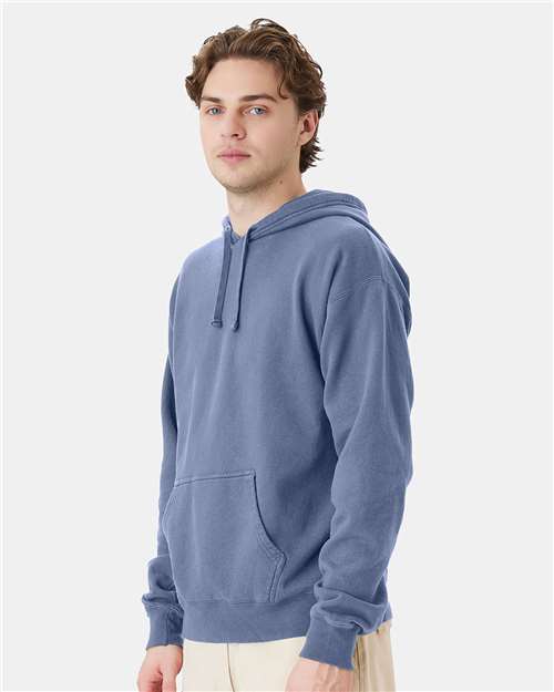 Hanes GDH450 Unisex Garment-Dyed Hooded Sweatshirt - Saltwater - model side
